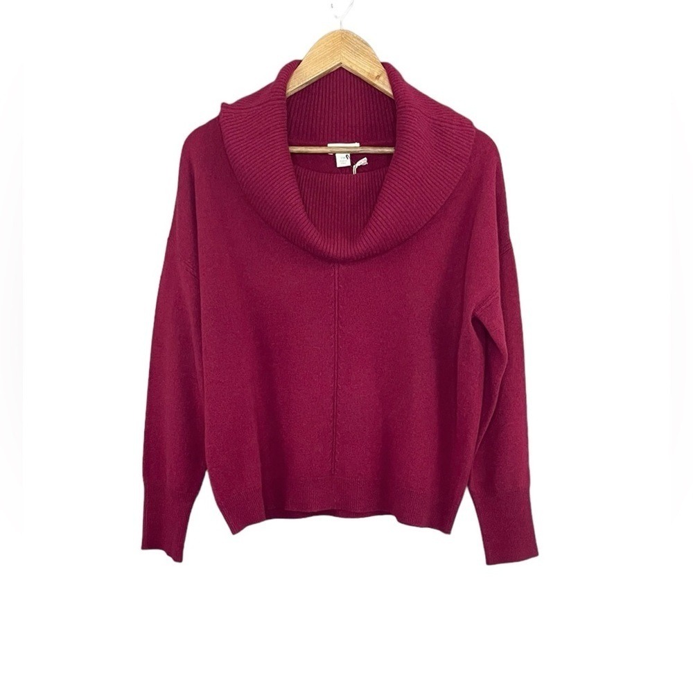 Sundance Giovanna Cashmere Cowlneck Sweater Petite Bordeaux NWT - Picture 2 of 10